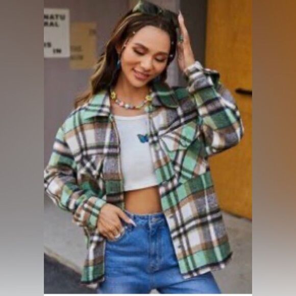 SHEIN Plaid Button-Up Flannel - Picture 1 of 5